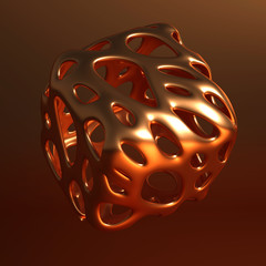 Abstract generative form made of metal. 3d illustration, 3d rendering.