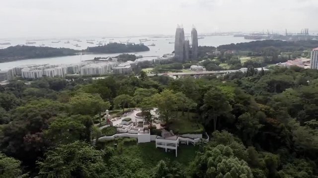 Singapore Drone Footage Off Trees And Water With Boats