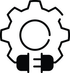 Electric gear icon, gear with plug logo, vector
