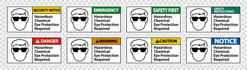 Hazardous Chemical Eye Protection Required Symbol Sign Isolate on transparent Background,Vector Illustration