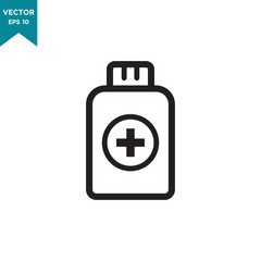 medicine bottle icon in trendy flat style, bottle icon 