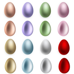 Set Easter eggs with metallic colors