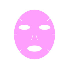 Cosmetic fabric pink facial mask isolated on white background vector illustration.