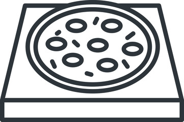 pizza stone icon, vector line illustration