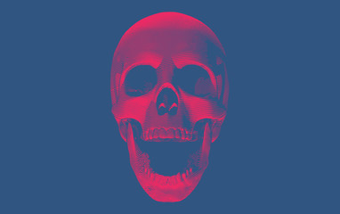 Fototapeta premium Skull screaming pose illustration isolated on dark BG