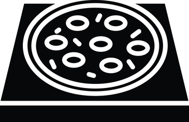 pizza stone icon, vector line illustration