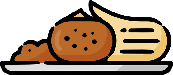 Tamale Plate Doodle Sketch Icon