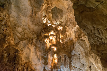 Ladders leading up to higher levels of the Jenolan Caves, Katoomba, NSW, Australia