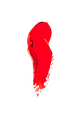 Beautiful photo of red lipstick, texture of red lipstick on a white background.