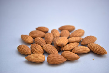 Almonds. Almond nut isolated.Full depth of field. Close-Up Stock Photography Image