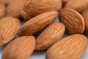 Almonds. Almond nut isolated.Full depth of field. Close-Up Stock Photography Image
