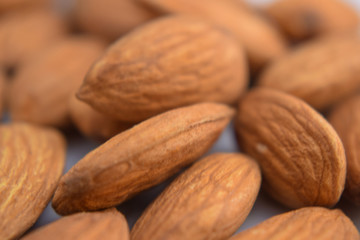 Almonds. Almond nut isolated.Full depth of field. Close-Up Stock Photography Image