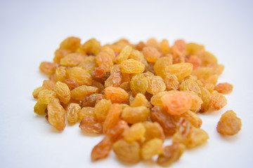 Yellow golden raisins isolated on white background Close-Up Stock Photography Image