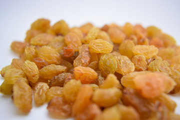 Yellow golden raisins isolated on white background Close-Up Stock Photography Image