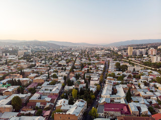 Tbilisi aerial landscape city sunset photo