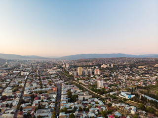 Fototapeta na wymiar Tbilisi aerial landscape city sunset photo