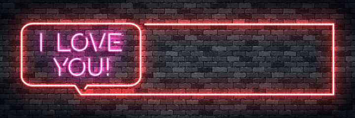 Obraz premium Wektor realistyczny neon na białym tle znak ulotki I Love You do dekoracji szablonu i układu pokrycia na tle ściany. Koncepcja Happy Valentines Day.
