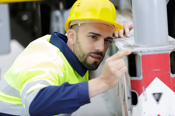 portrait of male engineer in helmet