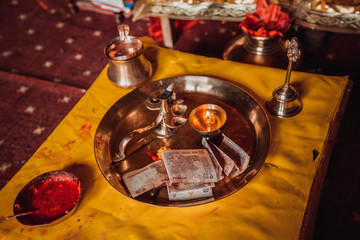 indian sacred altar inside temple
