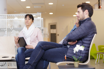 couple waiting in hospital waiting room