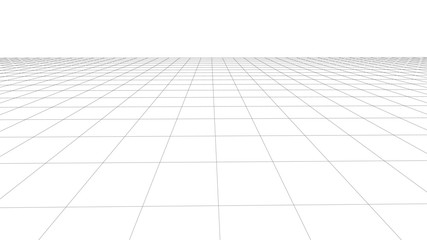 Vector wireframe landscape. Abstract perspective grid on white background.