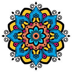 Mandala decorative round ornament. Can be used for greeting card, phone case print, etc. Hand drawn background, vector isolated on white. EPS 10 