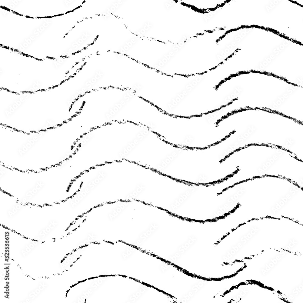 Poster seamless pattern with diagonal wavy stripes. vector illustration. repeating background with black an