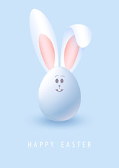 Happy Easter. Rabbit. 3d egg. Celebration. Easter Bunny ears Vector illustration