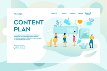 Fototapeta na wymiar Content Plan Online Service Creation Landing Page