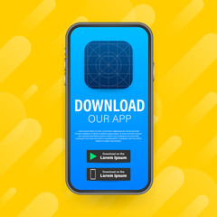 Download page of the mobile app. Empty screen smartphone for you app. Download app. Vector stock illustration
