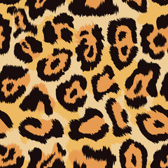 Leopard skin seamless pattern background. Vector illustration.