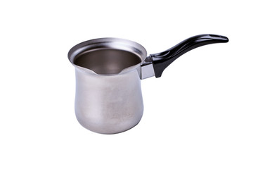 silver colored turk with black handle isolated on a white background.