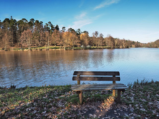 Herbst am Jägersburger Brückweiher bei Homburg – Jägersburger Weiher - Buntes Laub in der...
