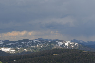 Early Summer in Colorado: Clark Peak and Cameron Peak Seen from Medicine Bow Curve on Trail Ridge...