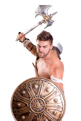 Fototapeta na wymiar strong gladiator posing