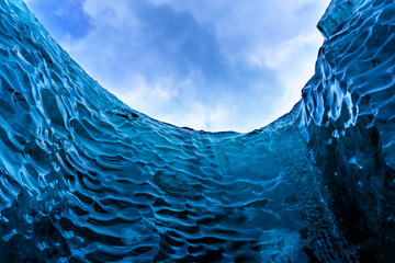 Wall of an ice cave in the Vatnajokull glacier in southeast Iceland