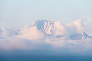 Mountains on the horizon, Kamchatka Peninsula, Russia.
