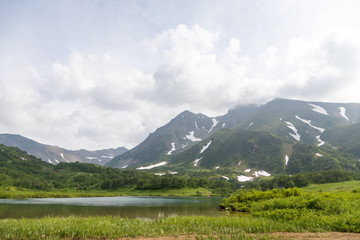 Vachkazhets mountain range, Kamchatka Peninsula, Russia. These are the remains of an ancient volcano, divided as a result of a strong eruption into several parts. Regional monument of nature.