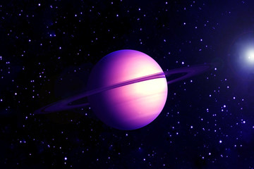 Naklejka na ściany i meble Planet Saturn, in pink. Elements of this image were furnished by NASA.