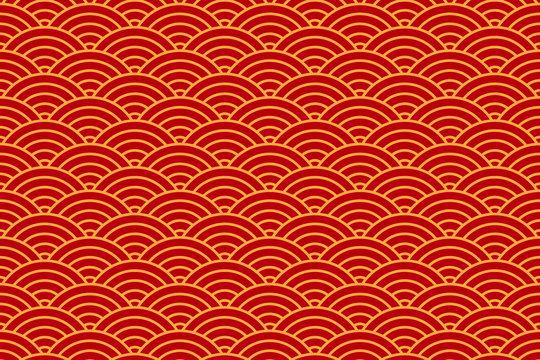 Chinese traditional oriental background with red and gold ornament. Asian red and golden pattern. Vector illustration.