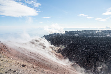 Avachinsky volcano, Kamchatka peninsula, Russia. An active volcano, located north of the city of Petropavlovsk-Kamchatsky, in the interfluve of the Avacha and Nalychev rivers.