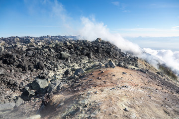 Avachinsky volcano, Kamchatka peninsula, Russia. An active volcano, located north of the city of Petropavlovsk-Kamchatsky, in the interfluve of the Avacha and Nalychev rivers.