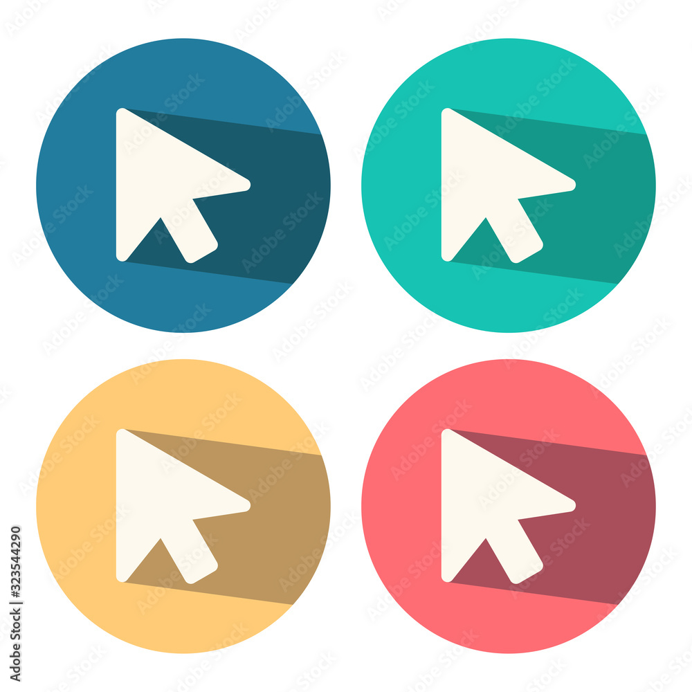 Poster arrow cursor icons with long shadow
