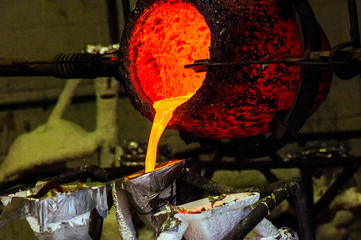 Pouring the Molten Metal into a Mold 