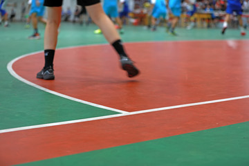 Fototapeta na wymiar Junior Handball Matches in the Gymnasium, Luannan County, Hebei Province, China