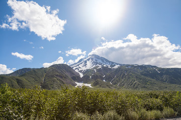 Vilyuchinsky volcano, Kamchatka peninsula, Russia. It is located southwest of the city of Petropavlovsk-Kamchatsky behind Avacha Bay.