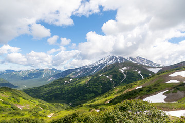 Vilyuchinsky volcano, Kamchatka peninsula, Russia. It is located southwest of the city of Petropavlovsk-Kamchatsky behind Avacha Bay.