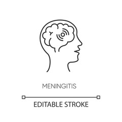 Meningitis pixel perfect linear icon. Thin line customizable illustration. Meningococcal disease, dangerous meninges inflammation contour symbol. Vector isolated outline drawing. Editable stroke