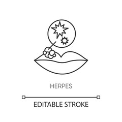Herpes pixel perfect linear icon. Thin line customizable illustration. Skin infection, contagious STD, sexually transmitted disease contour symbol. Vector isolated outline drawing. Editable stroke