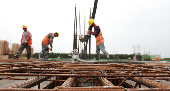 Construction site concrete pouring site, Luannan County, Hebei Province, China